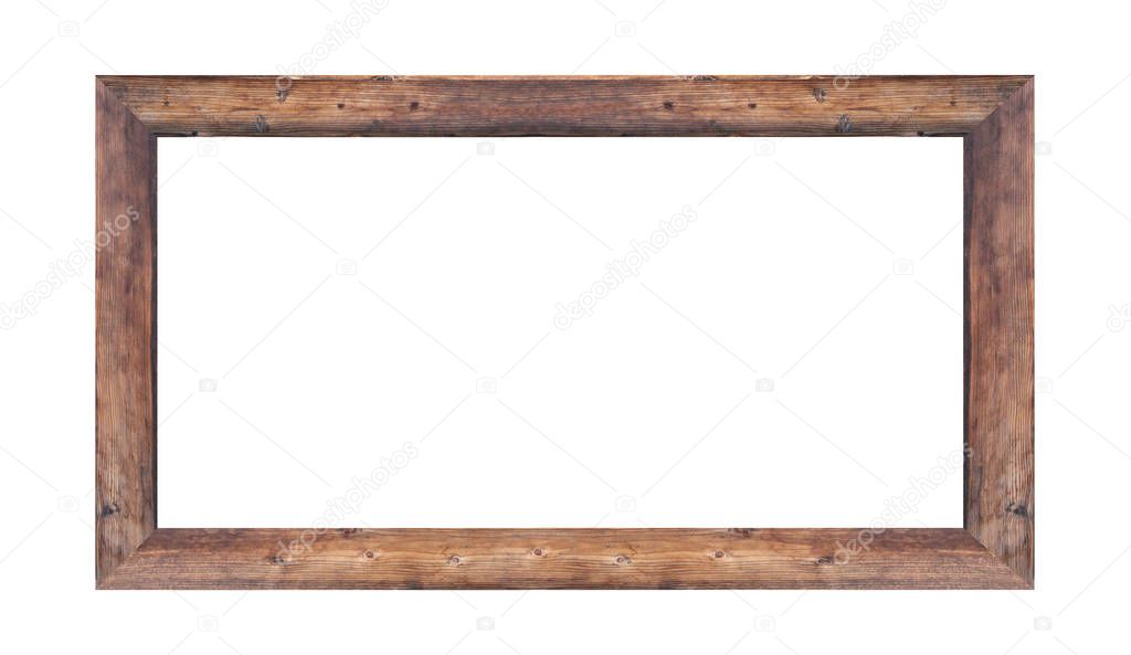 Wooden frame Picture isolated on white background for design in 