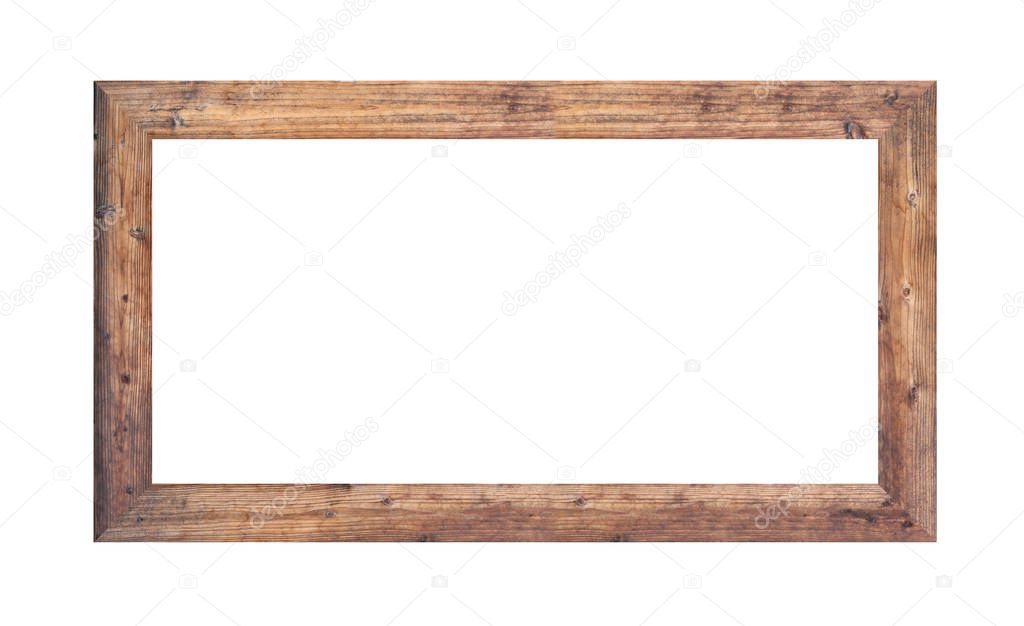 Wooden frame Picture isolated on white background.