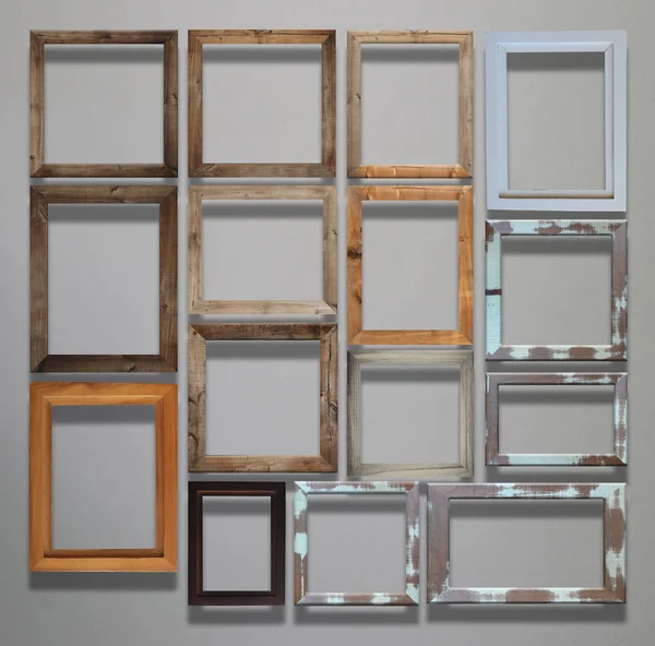 Collection of Vintage photo frame on Gray wall. — Stock Photo, Image