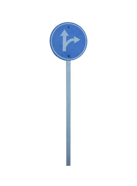Niebieski znak drogowy na białym tle. — Zdjęcie stockowe