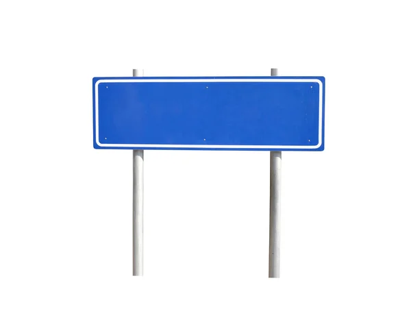 Sinal de trânsito azul isolado no fundo branco . — Fotografia de Stock