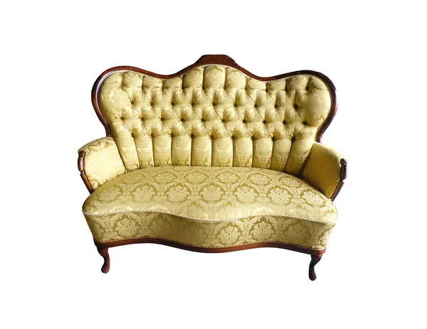 Gold Luxus-Sofa isoliert auf weißem Hintergrund. — Stockfoto