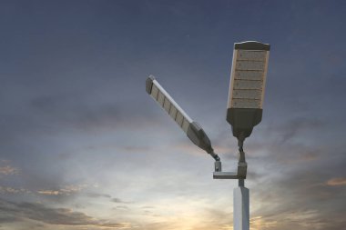Gökyüzü arka planında Güneş Işığı direğinin enerji tasarrufu.