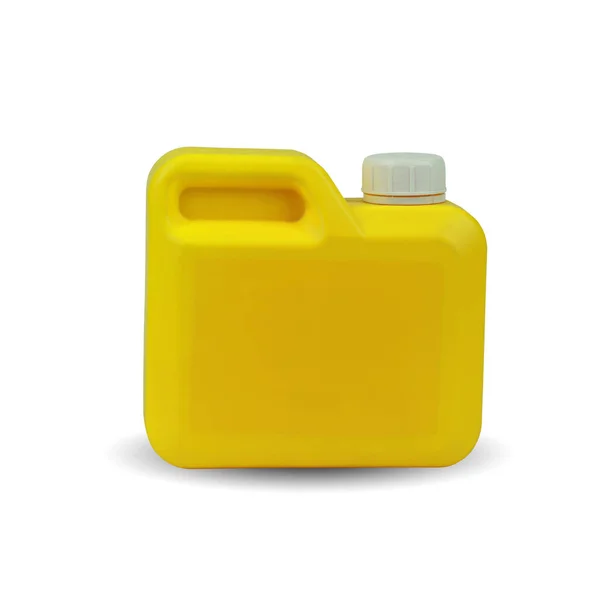 Galão amarelo de garrafa de plástico isolado sobre fundo branco . — Fotografia de Stock