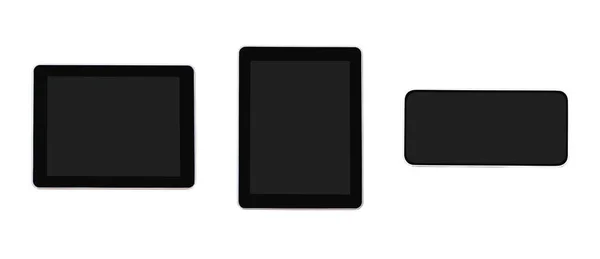 Layar perangkat kosong pada tablet dan smartphone diisolasi pada b putih — Stok Foto
