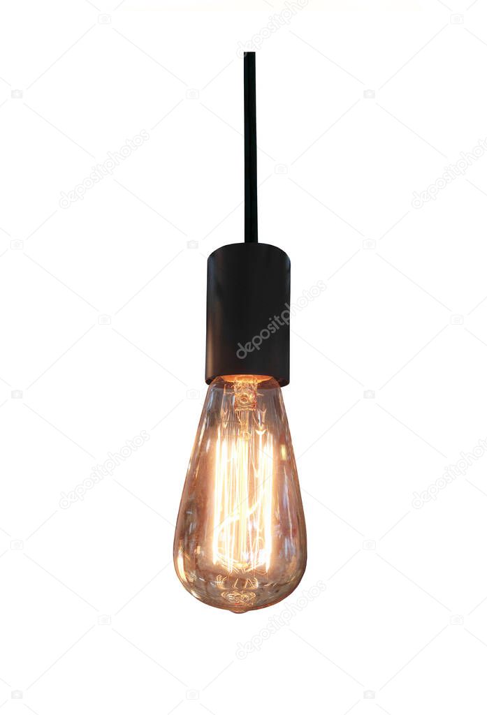 Vintage lamp isolated on white background and have clipping paths function for easy to use design.
