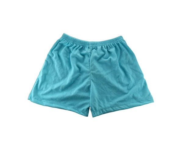 Luz Azul Menino Shorts Isolado Fundo Branco Tem Caminhos Recorte — Fotografia de Stock