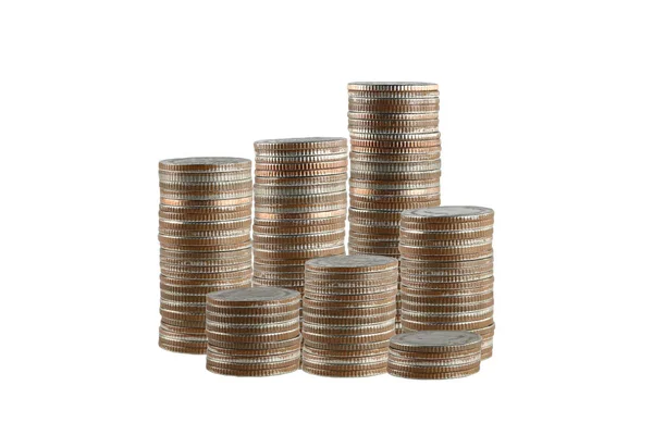 Coin Stack Bar Graph Concept Profit Business Isolated White Background — Stock Photo, Image