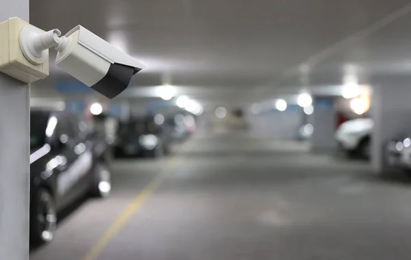 CCTV tool on car parking background,Equipment for security systems and have copy space for design.