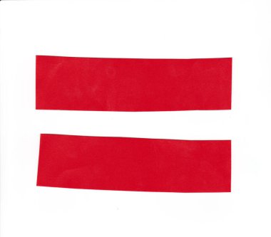 İşinizde tasarım için beyaz arkaplanda izole edilmiş kırmızı sanat kağıdının dikdörtgen şekli.