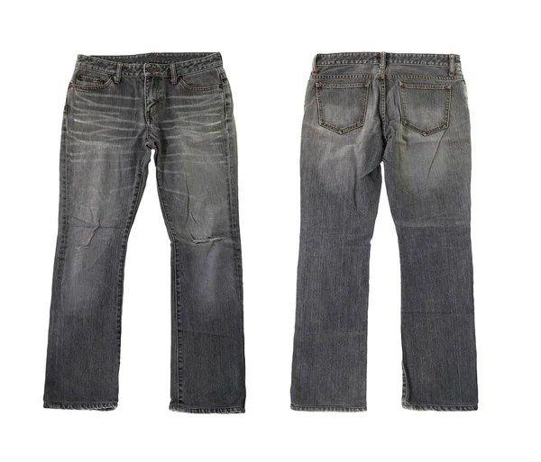 Calças Moda Wearable Jeans Dianteiros Traseiros Isolados Fundo Branco Têm — Fotografia de Stock