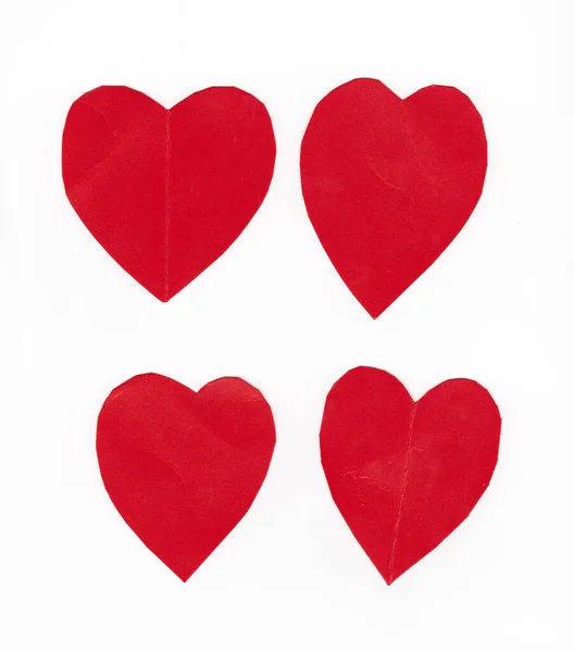 Herz Aus Rotem Kunstpapier Isoliert Auf Weißem Hintergrund Für Design — Stockfoto