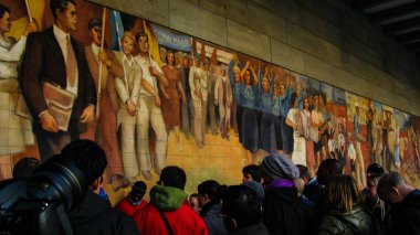  socialist mural on the wall of former HQ of german luftwaffe airforce