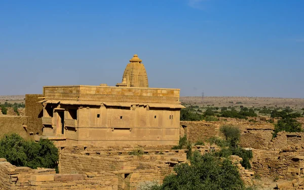 Temple Dans Une Ville Abandonnée Kuldhara Près Jaisalmer Sur Chemin — Photo