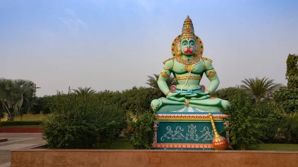 Statue Lord Hanuman Dans Temple Tamoul Telugu Près Aéroport International — Photo