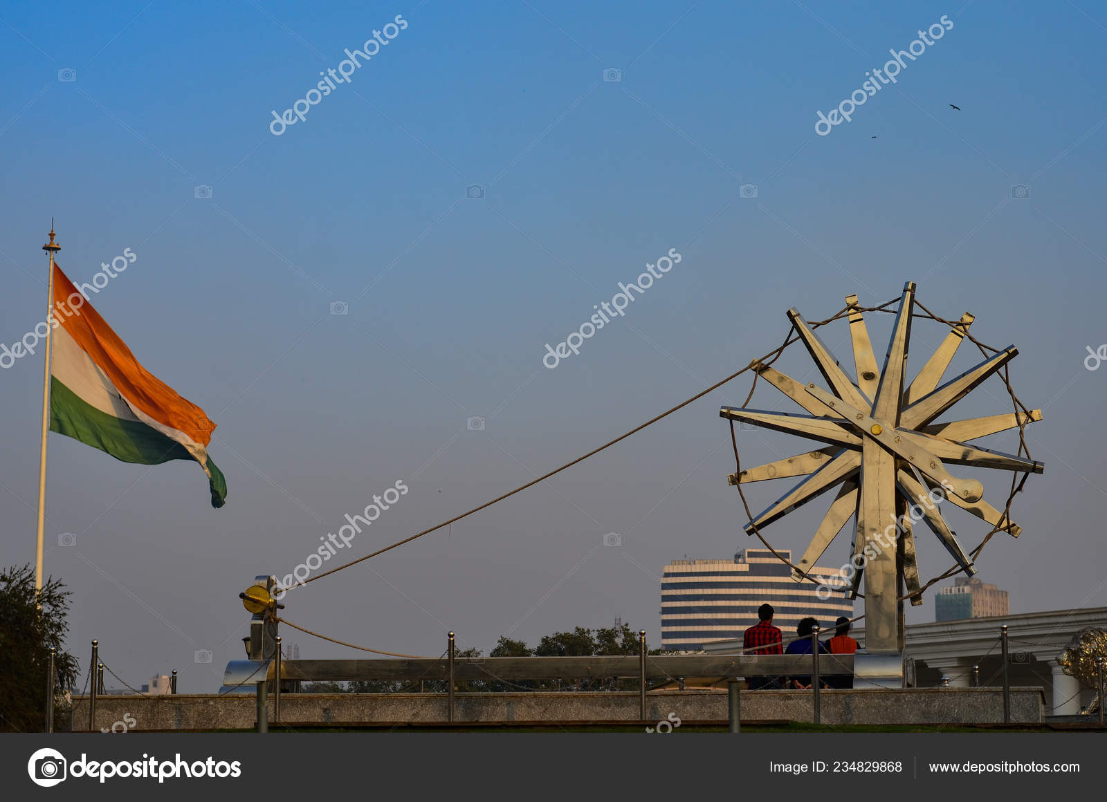 Giant Spinning Wheel Backdrop Waving Indian Tricolor Ahmadabad Surat