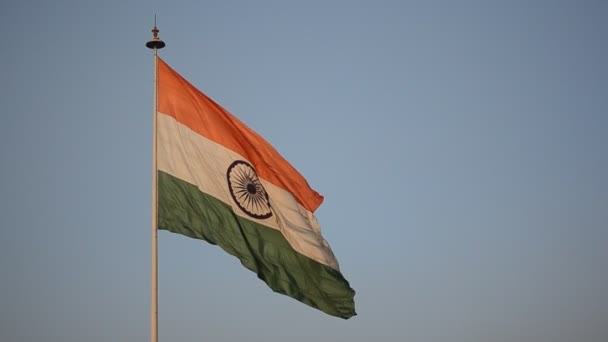 Indian National Flag Tricolor Fluttering Unfurling Central Park Connaught Place — Stock Video