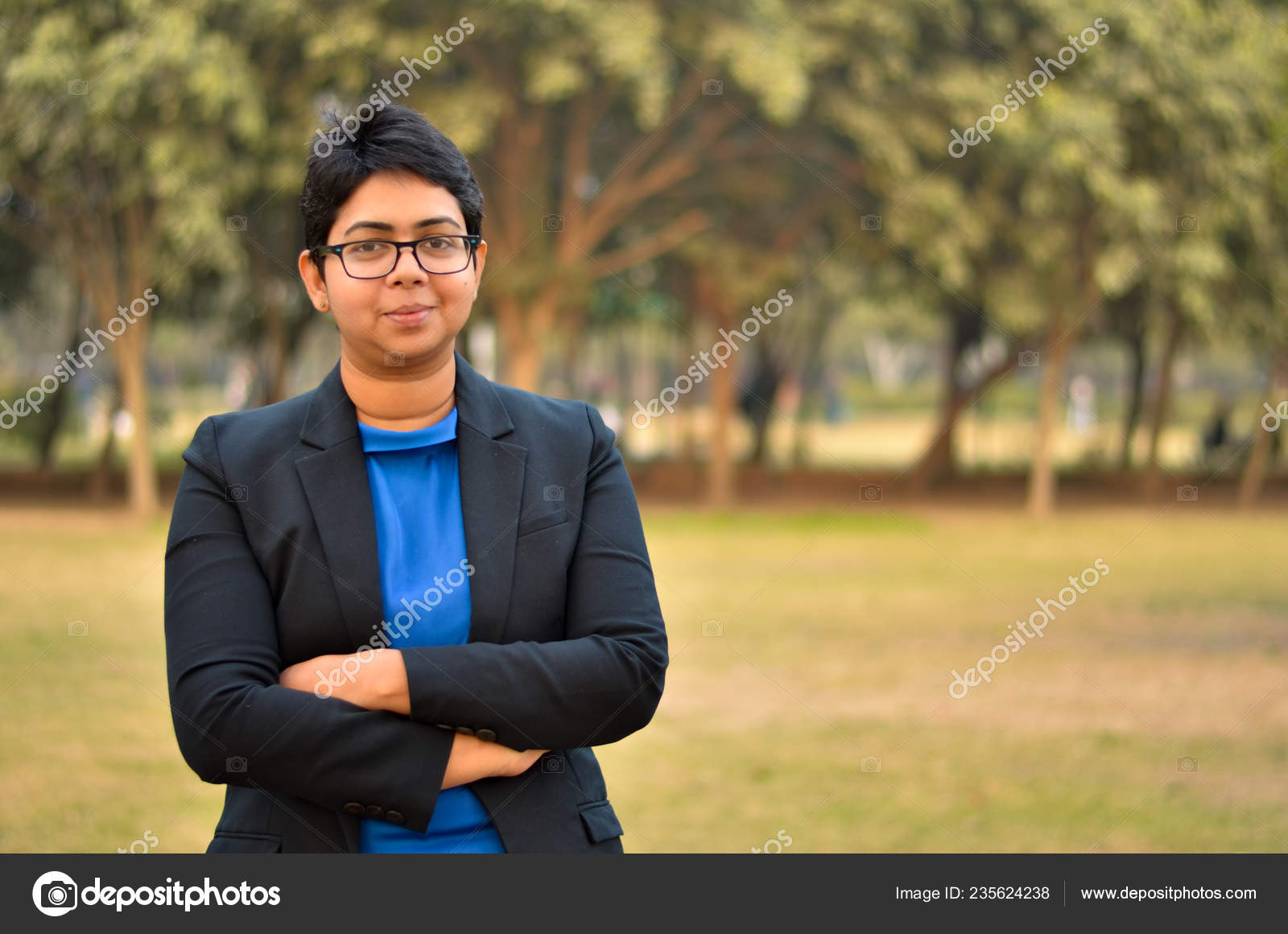 Closeup Portrait Confident Young Indian Corporate Professional Woman Short  Hair Stock Photo by ©jayantbahel 235624238
