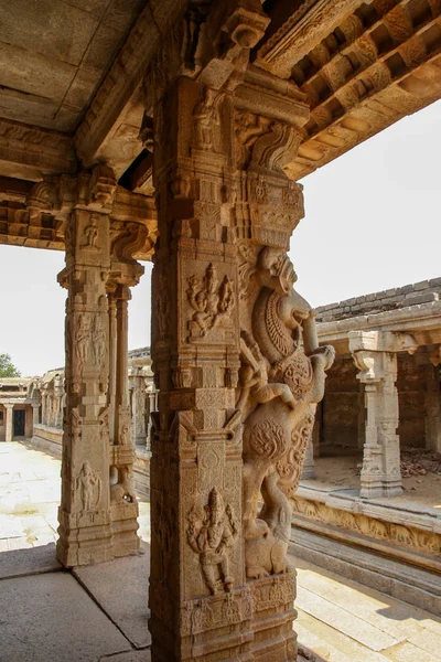 Ornate Pillers Paintings Carved Vitthala Temple Hampi Karnataka India Monuments — Stock Photo, Image