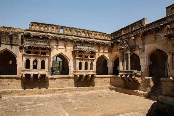 Utsmyckade Korridorerna Vid Vitthalas Tempel Hampi Karnataka Indien Monument Hampi — Stockfoto