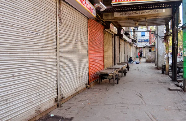 Khari Baoli Chandni Chowk Delhi India 2019 Afgesloten Winkels Een — Stockfoto