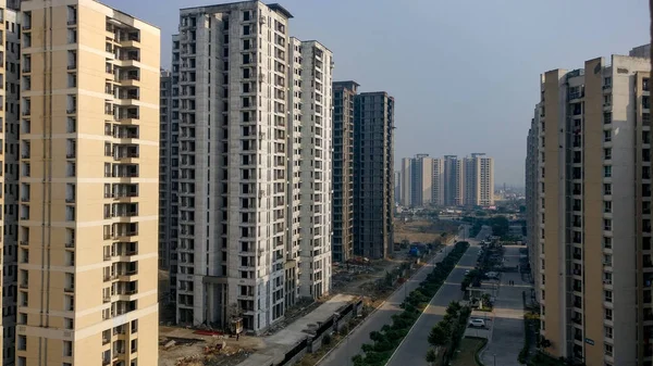 Moderna Höghus Flera Våningar Lyx Lägenhet Samhälle Byggnad Delhi Ncr — Stockfoto