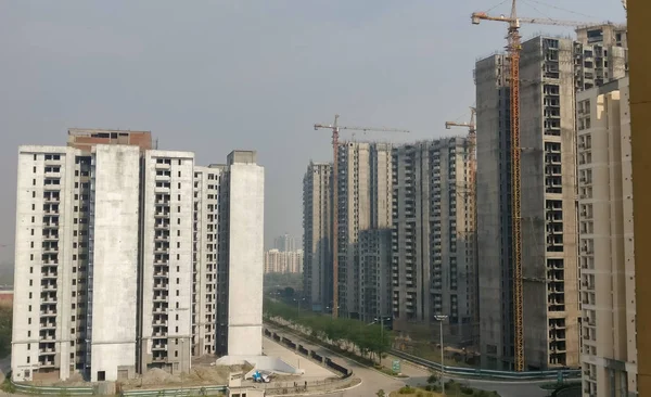Modern Housing Complex High Rise Empty Flats Delhi Ncr Mumbai — Stock Photo, Image
