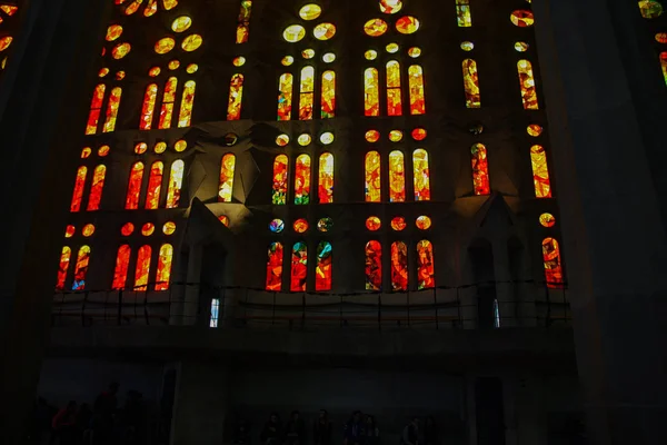 Stained Tinted Glass Windows Sagrada Familia Barcelona Spain Temple Expiatori — Stock Photo, Image