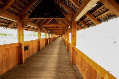 Lucerne, İsviçre, 2019. Ünlü Şapel Köprüsü