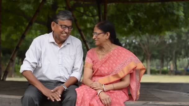 Senior Indian Couple Laughing Speaking Each Other — Video