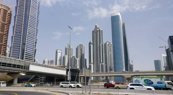 Дубай Єднані Арабські Емірати Бізнес Район Усіяний Хмарочосами Видно Шейх — стокове фото