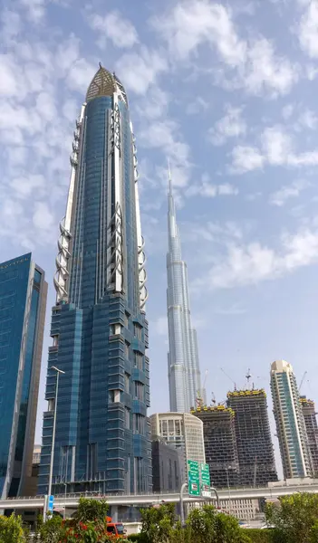 Dubai Zjednoczone Emiraty Arabskie Uae Dzielnica Biznesowa Wieżowcami Jak Widać — Zdjęcie stockowe