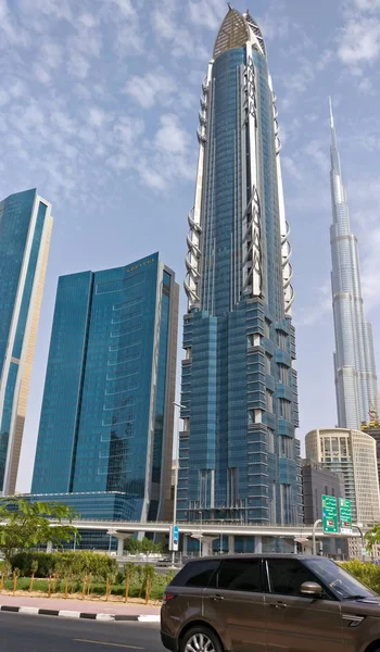 Dubai Zjednoczone Emiraty Arabskie Uae Dzielnica Biznesowa Wieżowcami Jak Widać — Zdjęcie stockowe