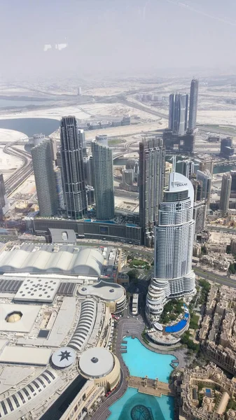 Вигляд Хмарочоси Дубаї Хмарочос Міста Усіяний Будівлями Дорогами Шляхами Прольотами — стокове фото