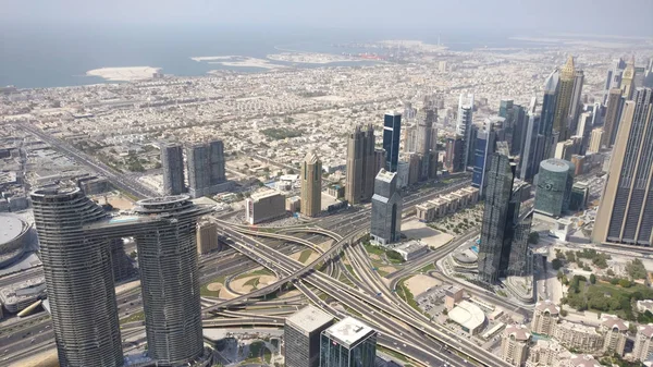 Widok Dubaj Wieżowce Uae Panoramę Miasta Wypełnione Budynkami Drogami Wiaduktami — Zdjęcie stockowe