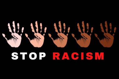 5 renkli avuç içi gösteren ırkçılık illüstrasyonunu durdurun. Amerika Birleşik Devletleri 'nin birçok şehrinde George Floyd' un ölümü üzerine büyük bir protesto yapılıyor.