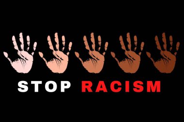 Stop Racism Illustration showing 5 colored palm. There is a huge protest going on in many cities of United States of America over the death of George Floyd clipart