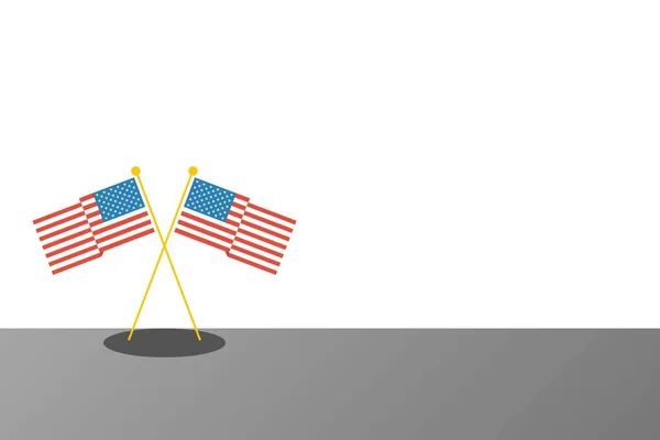 Ілюстрація Двох Американських Національних Прапорів Перетинають Один Одного Білому Тлі — стокове фото