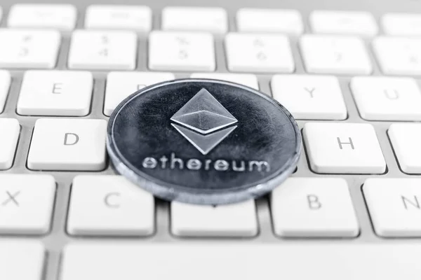 Ethereum on keyboard — Stock Photo, Image