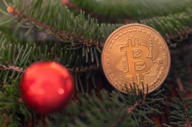 Cryptocurrency Bitcoin Noel tatil arka planlar üzerinde