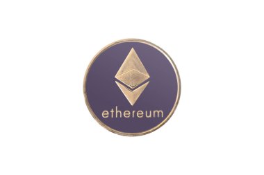 Cryptocurrency Ethereum on a white background. Cutout and isolated