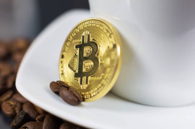Bitcoin cryptocurrency sikke ödeme veya kahve için döviz olarak