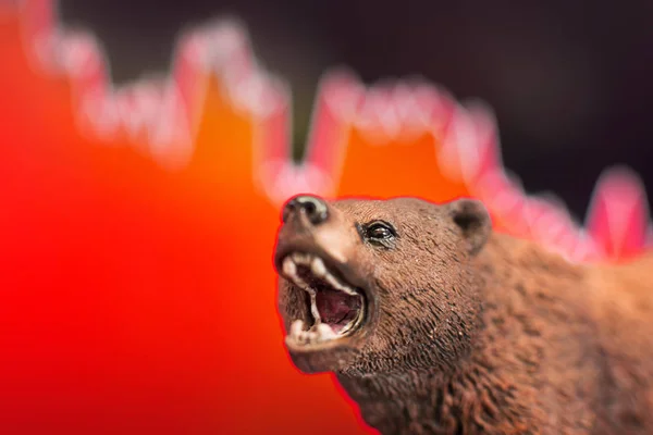 Stock Crash Red Chart Drop Background Bear Front Bear Market — Stock Photo, Image