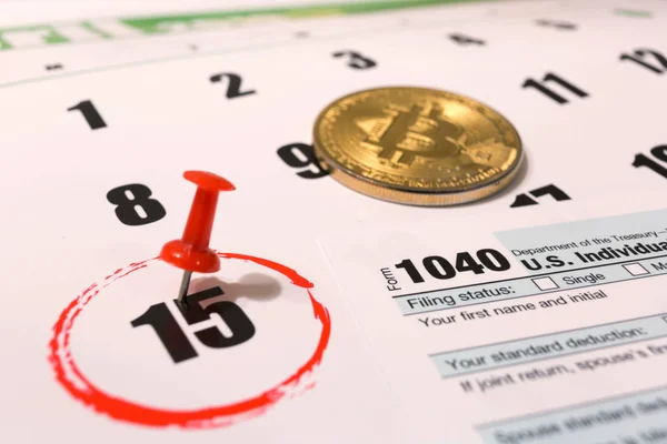 USA Bitcoin kryptovaluta skatt dag april 15 2019 — Stockfoto