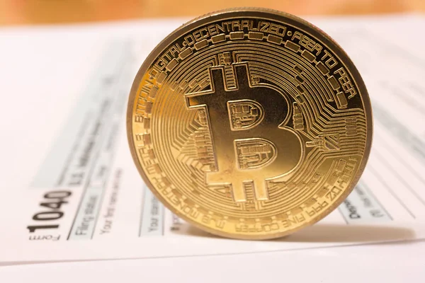 ABD Bitcoin cryptocurrency vergi gün 15 Nisan 2019 — Stok fotoğraf
