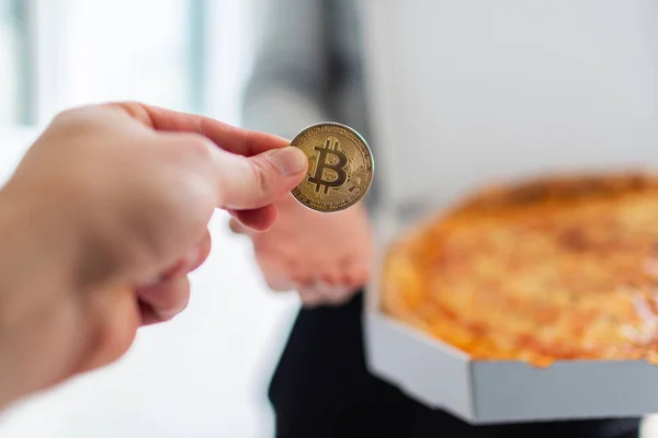 Konzept des Bitcoin-Pizzatags — Stockfoto