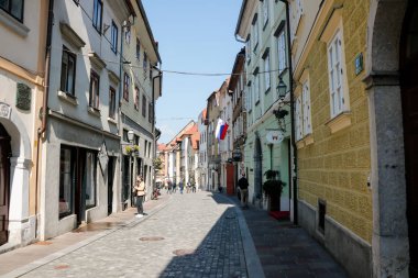 Ljubljana eski şehir Slovenya güzel sokak.