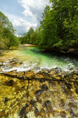 Triglav Ulusal Parkı'ndaki Bohinj Gölü ve Ukanc köyü, Slovenya