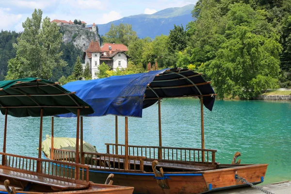 Vykrvené jezero ve Slovinsku za slunečného letního dne — Stock fotografie