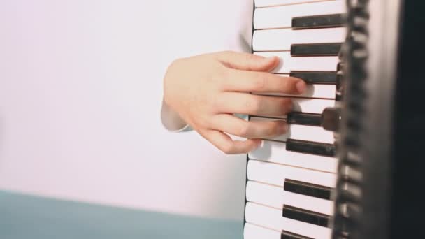 Boy playing accordion — Stock Video